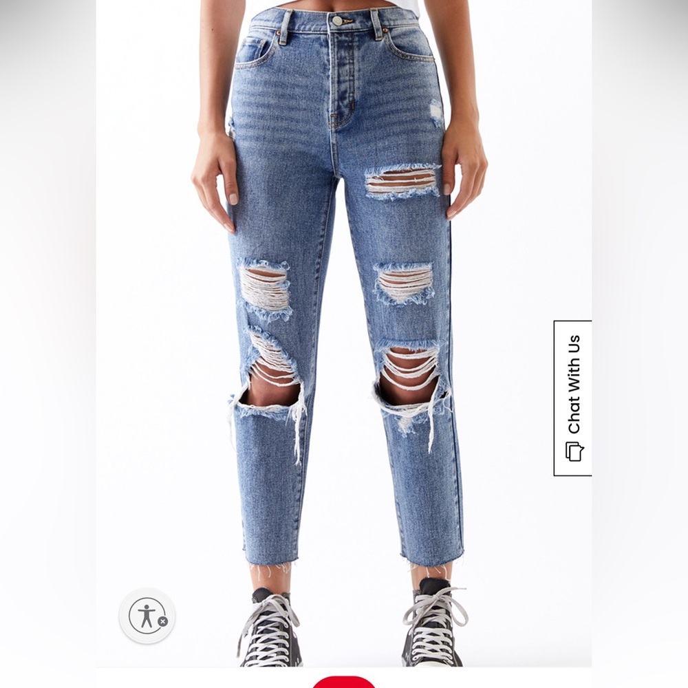 NWT 25 PacSun High Rise Straight Jeans - Distressed - Picture 2 of 9